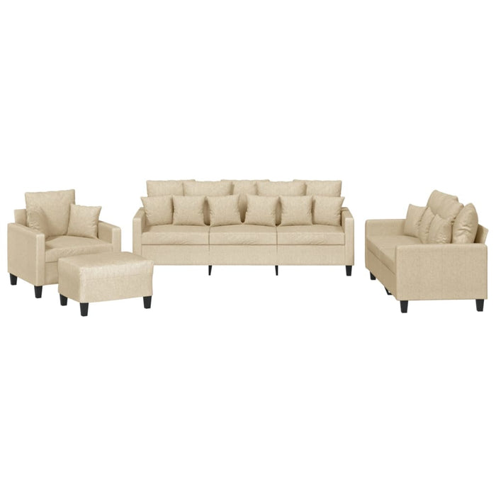 Set de canapele cu perne, 4 piese, crem, microfibră - WALTI WALTI