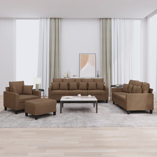 Set de canapele cu perne, 4 piese, maro, textil - WALTI WALTI