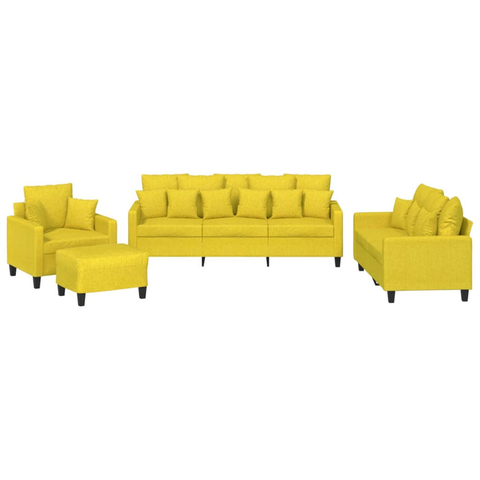 Set de canapele cu perne, 4 piese, galben deschis, textil WALTI
