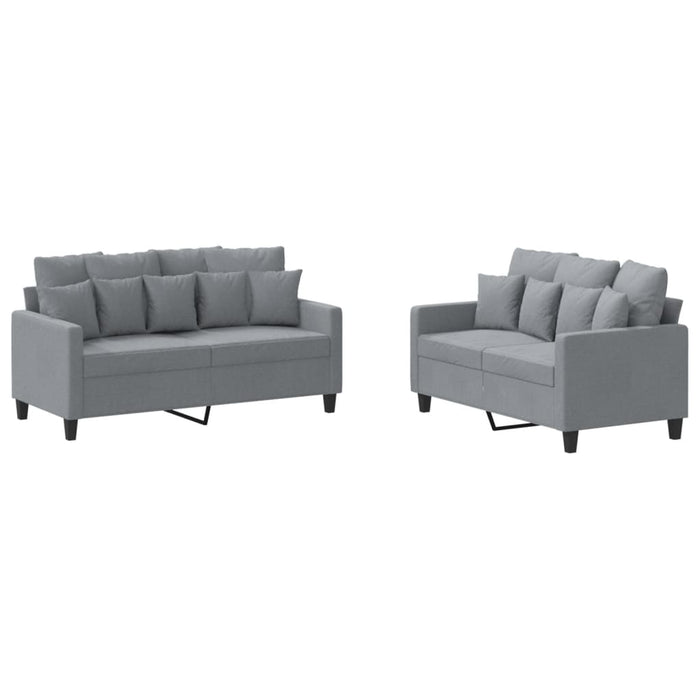 Set de canapele cu perne, 2 piese, gri deschis, textil - WALTI WALTI