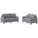 Set de canapele cu perne, 2 piese, gri deschis, textil - WALTI WALTI