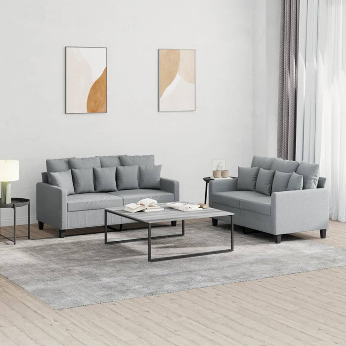Set de canapele cu perne, 2 piese, gri deschis, textil - WALTI WALTI