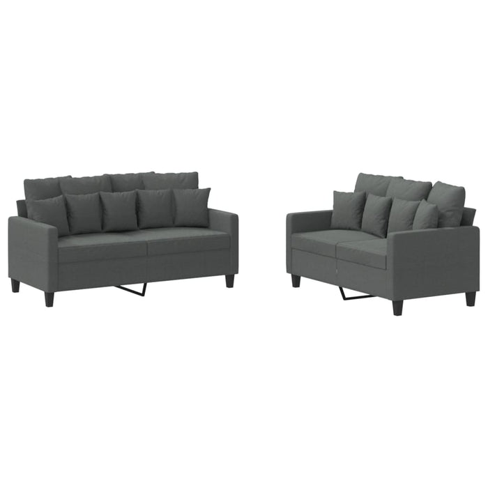 Set de canapele cu perne, 2 piese, gri închis, textil - WALTI WALTI