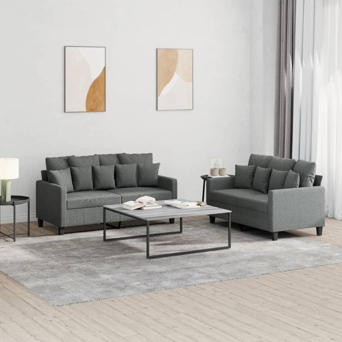 Set de canapele cu perne, 2 piese, gri închis, textil - WALTI WALTI