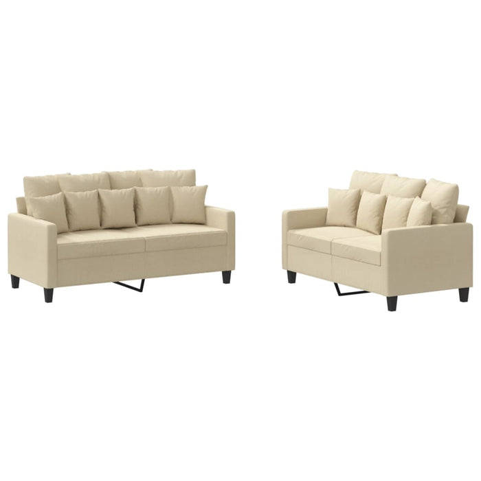 Set de canapele cu perne, 2 piese, crem, textil - WALTI WALTI