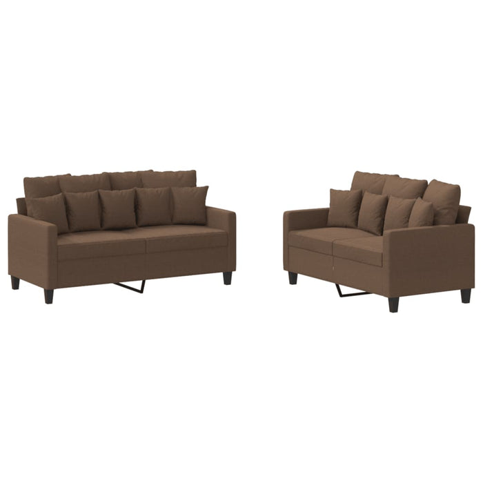 Set de canapele cu perne, 2 piese, maro, textil - WALTI WALTI