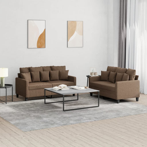 Set de canapele cu perne, 2 piese, maro, textil - WALTI WALTI