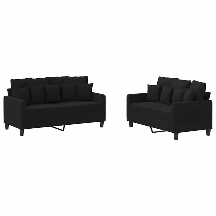 Set de canapele cu perne, 2 piese, negru, textil - WALTI WALTI