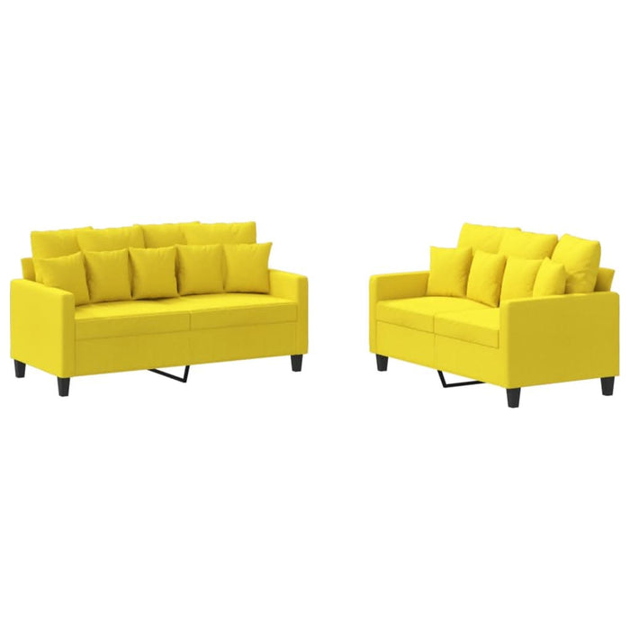 Set de canapele cu perne, 2 piese, galben deschis, textil - WALTI WALTI