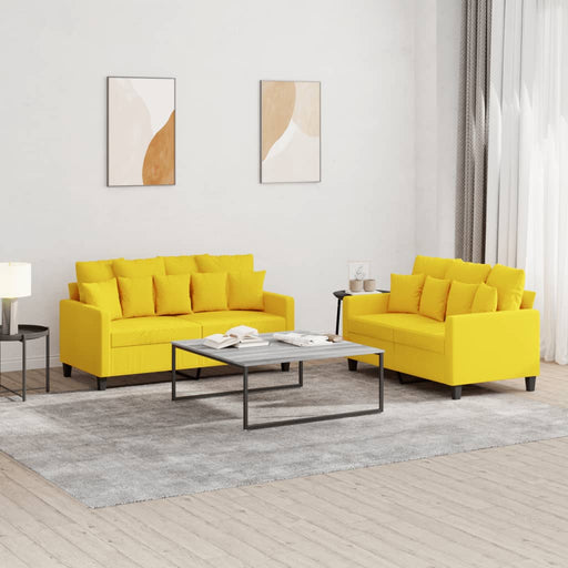 Set de canapele cu perne, 2 piese, galben deschis, textil - WALTI WALTI