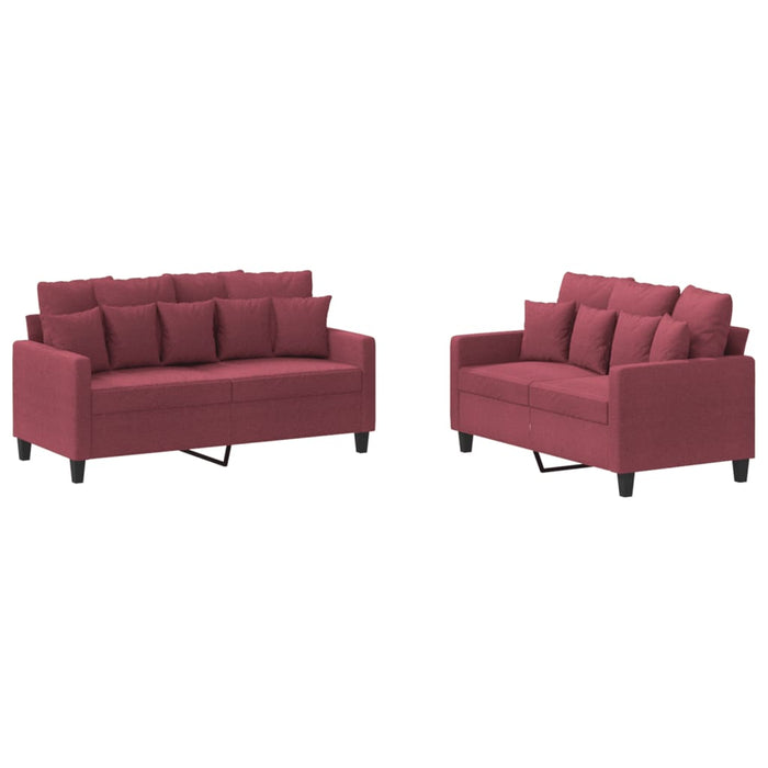 Set canapea cu perne, 2 piese, roșu vin, material textil - WALTI WALTI