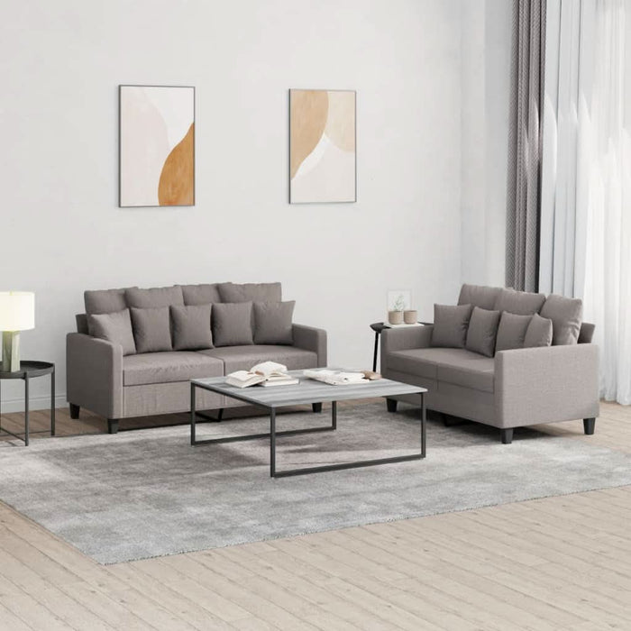 Set de canapea cu perne, 2 piese, gri taupe, material textil - WALTI WALTI