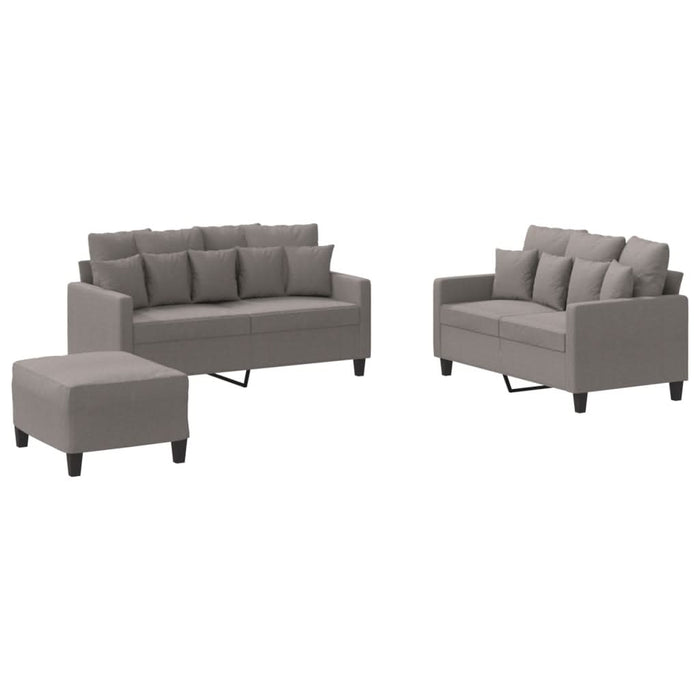 Set de canapea cu perne, 3 piese, gri taupe, material textil - WALTI WALTI