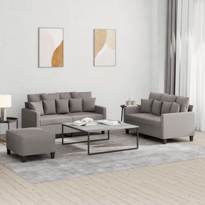 Set de canapea cu perne, 3 piese, gri taupe, material textil - WALTI WALTI