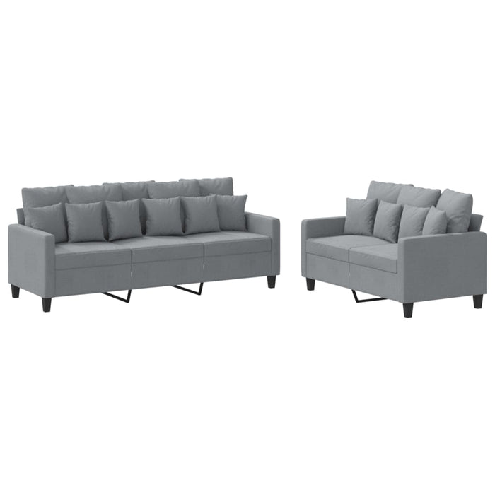 Set de canapele cu perne, 2 piese, gri deschis, textil - WALTI WALTI