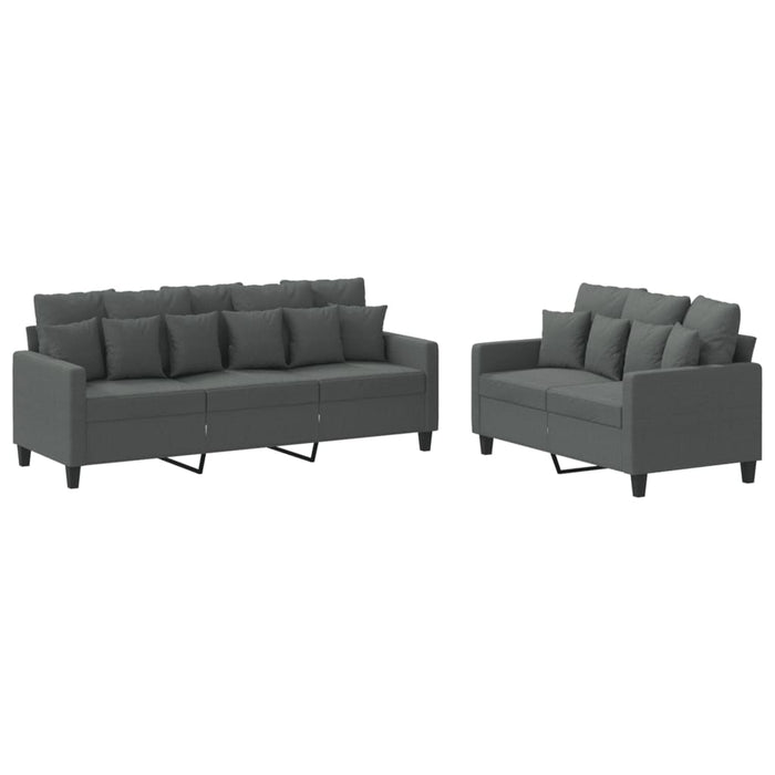 Set de canapele cu perne, 2 piese, gri închis, textil - WALTI WALTI