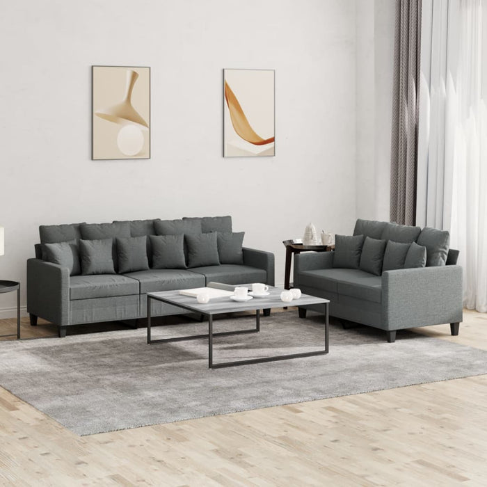 Set de canapele cu perne, 2 piese, gri închis, textil - WALTI WALTI