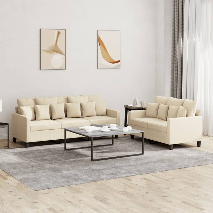Set de canapele cu perne, 2 piese, crem, textil - WALTI WALTI