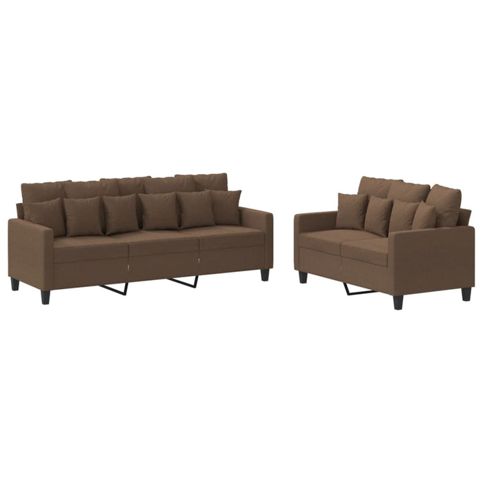 Set de canapele cu perne, 2 piese, maro, textil - WALTI WALTI