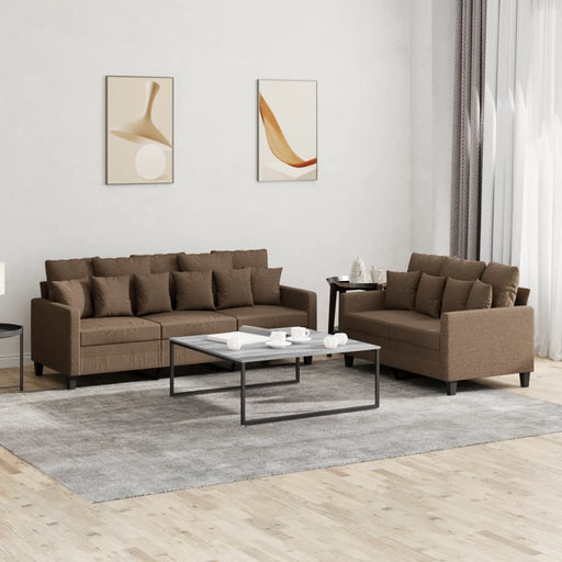 Set de canapele cu perne, 2 piese, maro, textil - WALTI WALTI