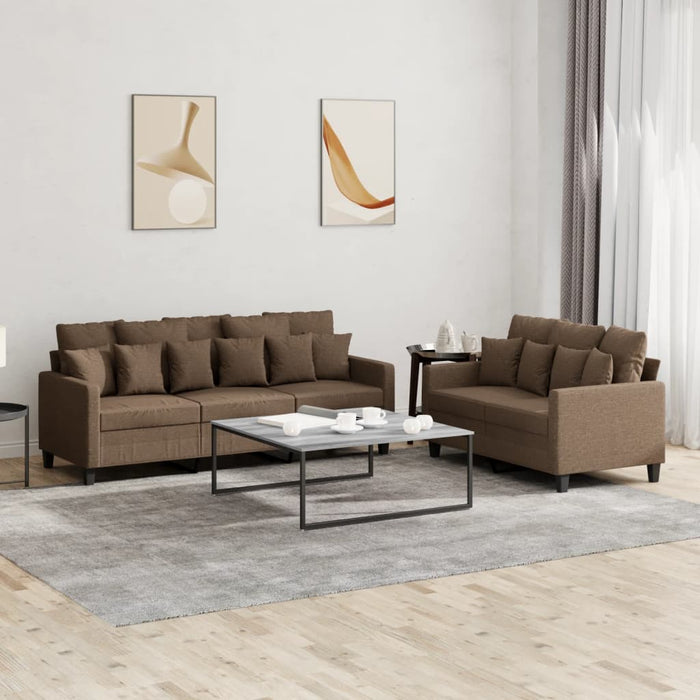 Set de canapele cu perne, 2 piese, maro, textil - WALTI WALTI