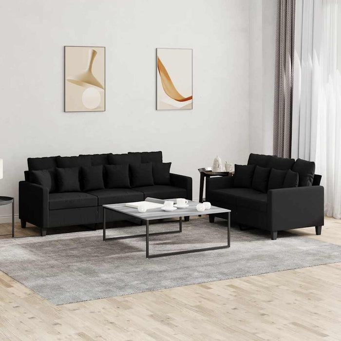 Set de canapele cu perne, 2 piese, negru, textil - WALTI WALTI