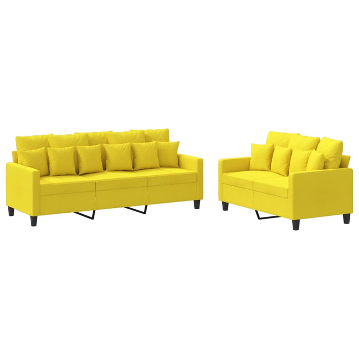 Set de canapele cu perne, 2 piese, galben deschis, textil - WALTI WALTI