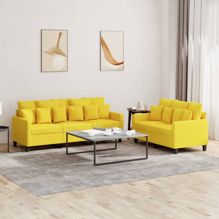 Set de canapele cu perne, 2 piese, galben deschis, textil - WALTI WALTI