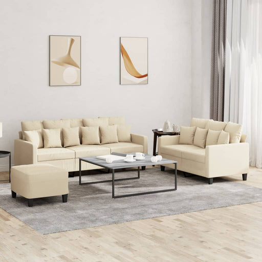 Set de canapele cu perne, 3 piese, crem, textil - WALTI WALTI