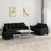 Set de canapele cu perne, 3 piese, negru, textil - WALTI WALTI