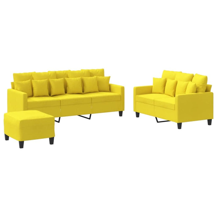 Set de canapele cu perne, 3 piese, galben deschis, textil - WALTI WALTI