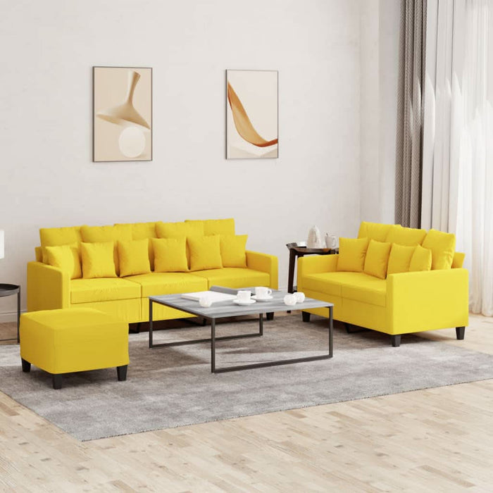 Set de canapele cu perne, 3 piese, galben deschis, textil - WALTI WALTI