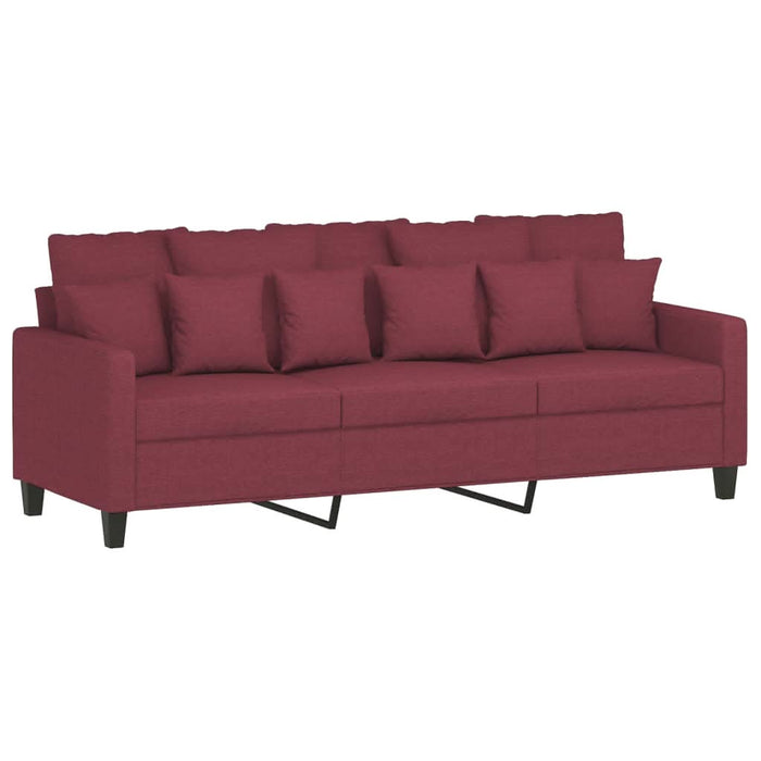 Set canapea cu perne, 3 piese, roșu vin, material textil - WALTI WALTI