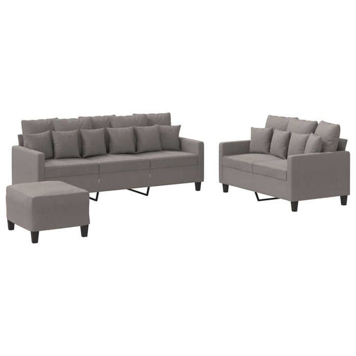 Set de canapea cu perne, 3 piese, gri taupe, material textil - WALTI WALTI