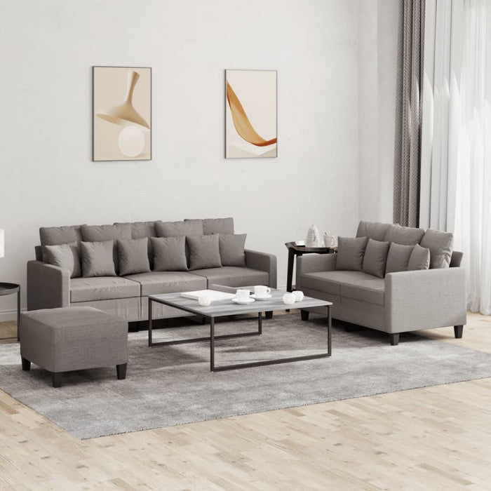Set de canapea cu perne, 3 piese, gri taupe, material textil - WALTI WALTI