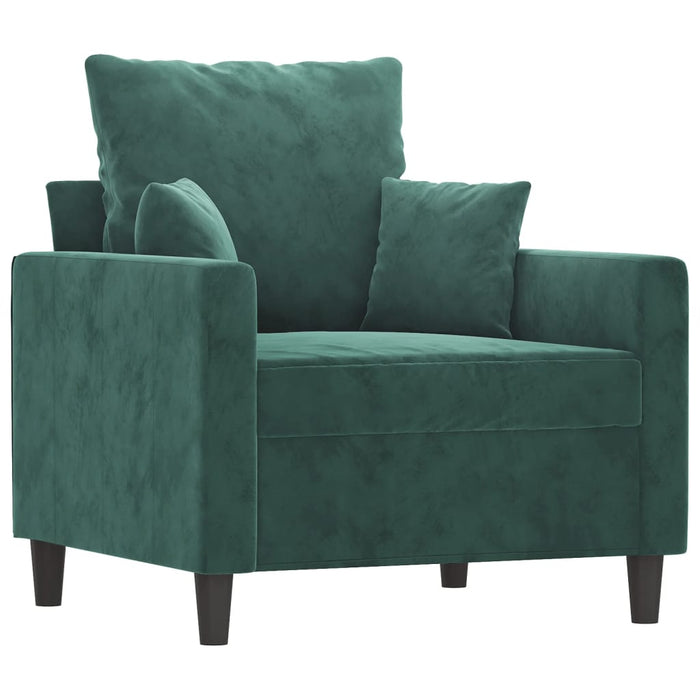 Set de canapele cu perne, 3 piese, verde închis, catifea - WALTI WALTI