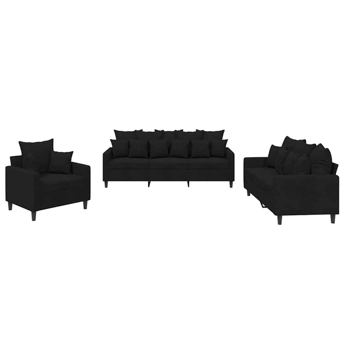 Set de canapele cu perne, 3 piese, negru, catifea - WALTI WALTI