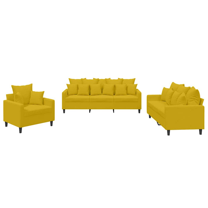 Set de canapele cu perne, 3 piese, galben, catifea - WALTI WALTI