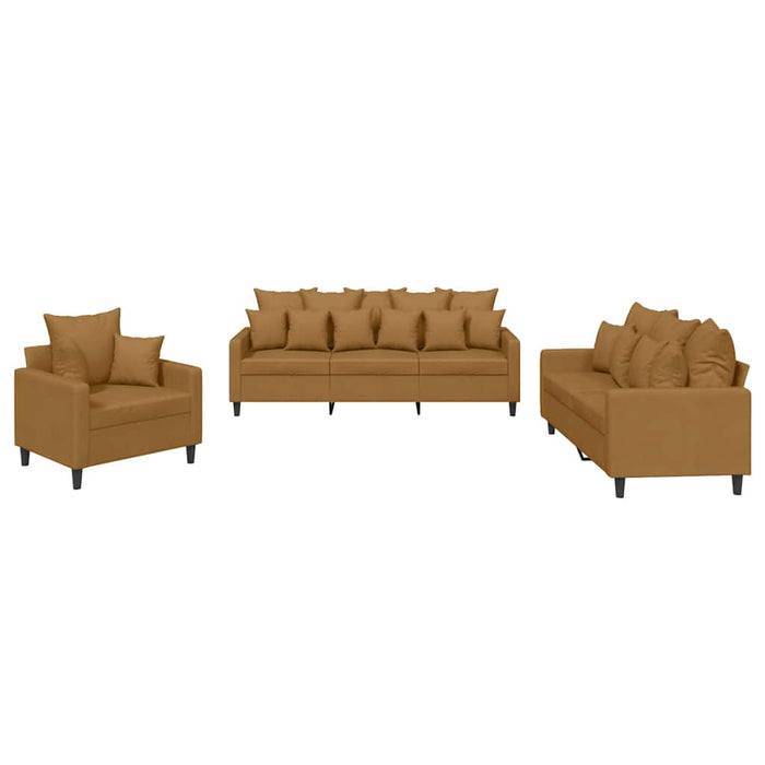 Set de canapele cu perne, 3 piese, maro, catifea - WALTI WALTI