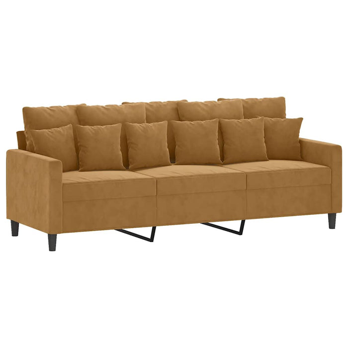 Set de canapele cu perne, 3 piese, maro, catifea - WALTI WALTI