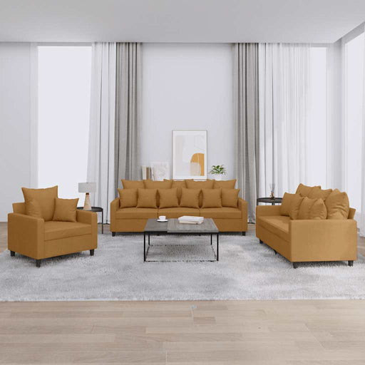 Set de canapele cu perne, 3 piese, maro, catifea - WALTI WALTI