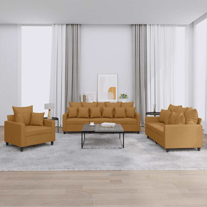 Set de canapele cu perne, 3 piese, maro, catifea - WALTI WALTI