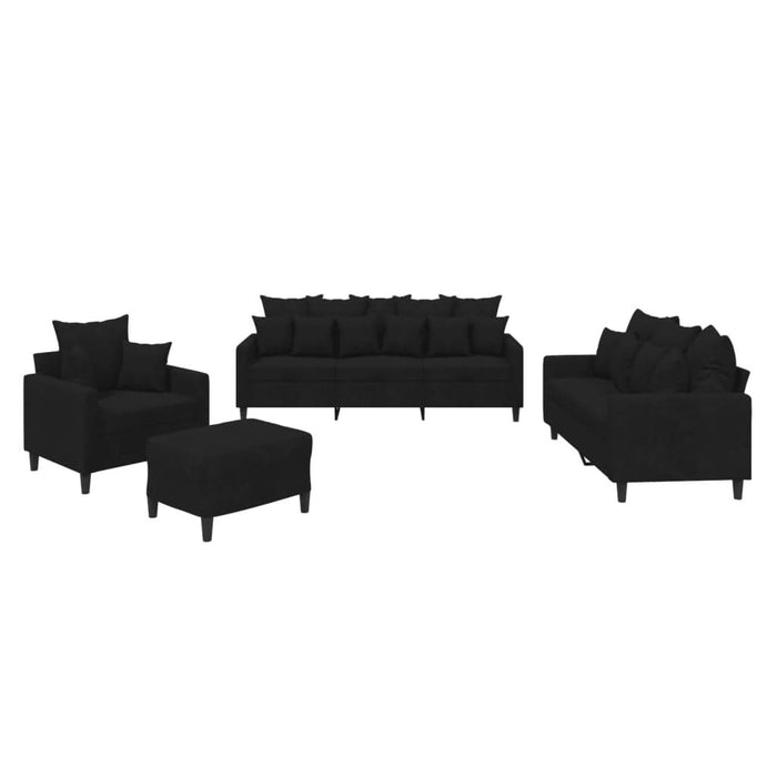 Set de canapele cu perne, 4 piese, negru, catifea - WALTI WALTI