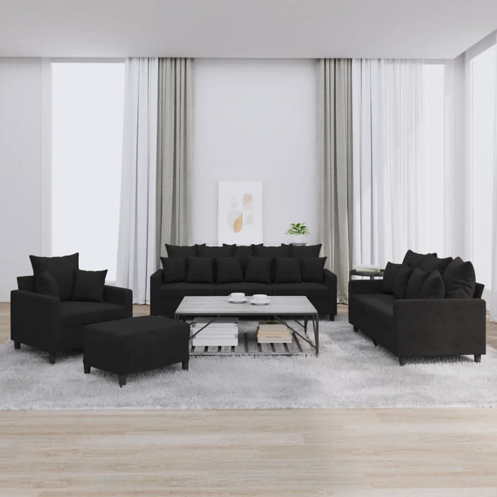 Set de canapele cu perne, 4 piese, negru, catifea - WALTI WALTI