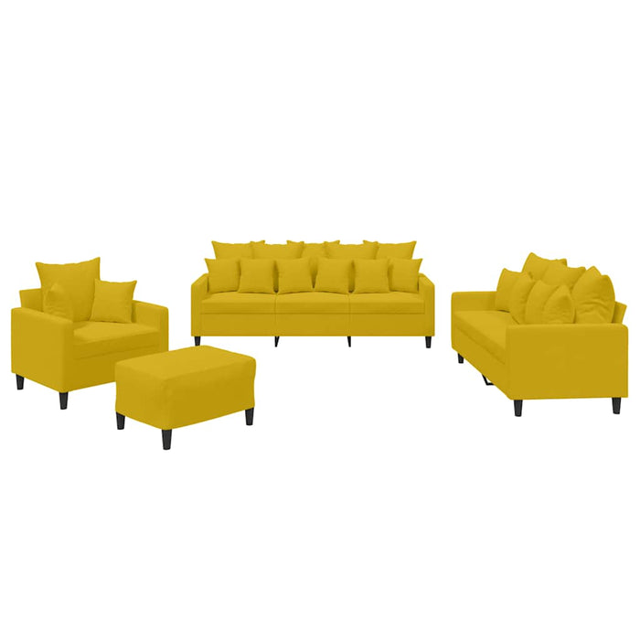 Set de canapele cu perne, 4 piese, galben, catifea WALTI
