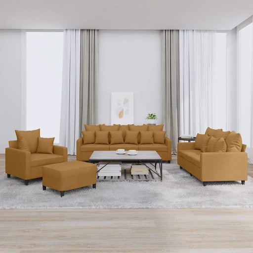 Set de canapele cu perne, 4 piese, maro, catifea - WALTI WALTI