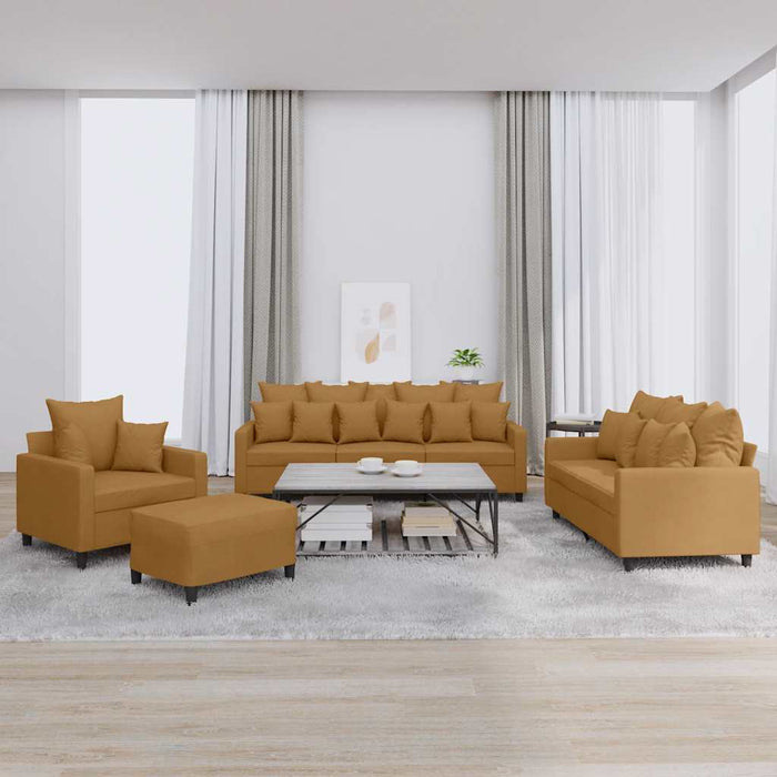 Set de canapele cu perne, 4 piese, maro, catifea - WALTI WALTI