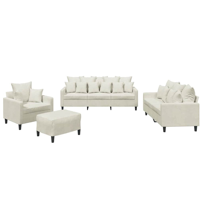 Set de canapele cu perne, 4 piese, crem, catifea - WALTI WALTI