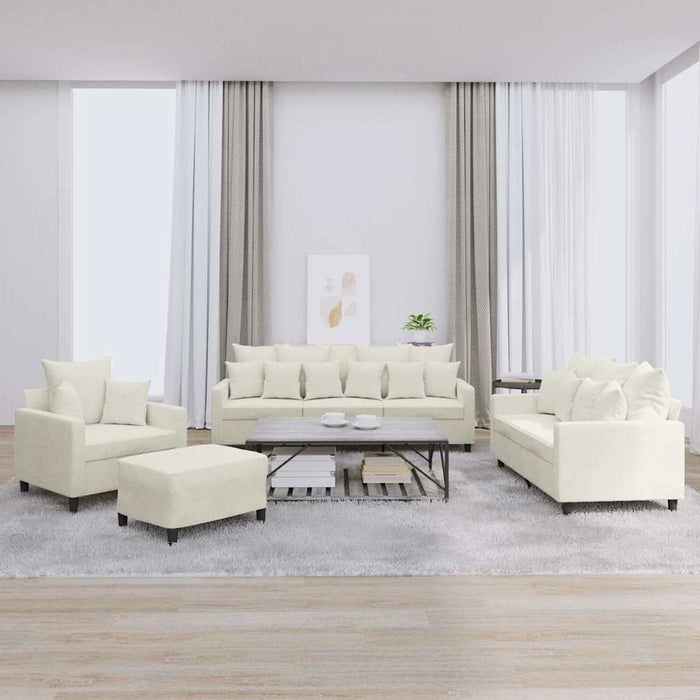 Set de canapele cu perne, 4 piese, crem, catifea - WALTI WALTI