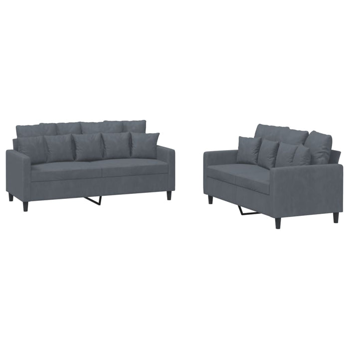 Set de canapele cu perne, 2 piese, gri închis, catifea - WALTI WALTI